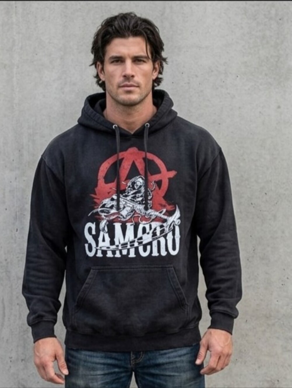 Sons Of Anarchy Samcro Black Graphic Hoodie Sweater Size Med